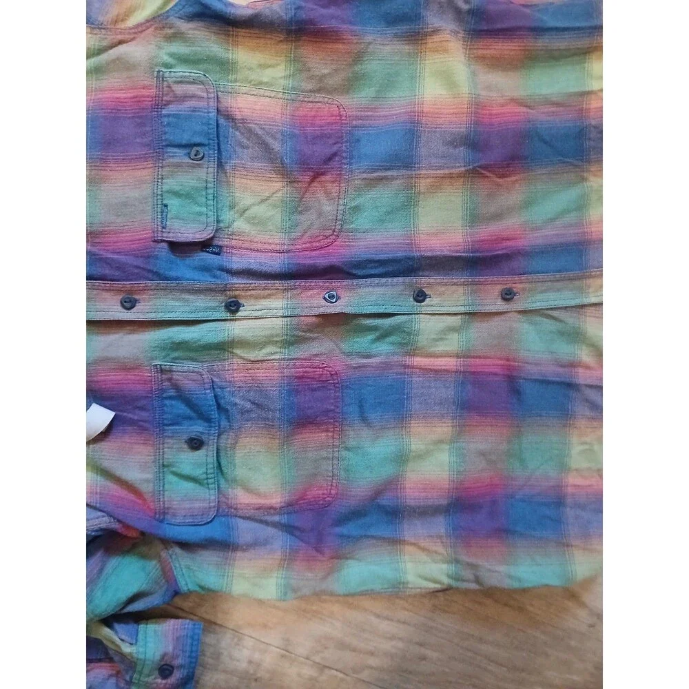 Vintage Levi's Rainbow Plaid Flannel Long Sleeve Button Up Shirt Size Mens Large